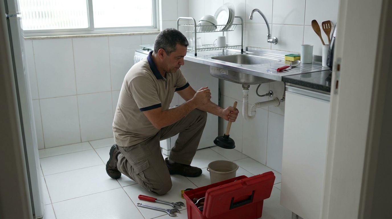 Desentupimento de pia residencial em Mogi das Cruzes‑SP