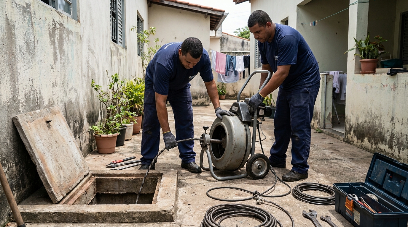 Desentupimento de rede de esgoto em Mogi das Cruzes‑SP