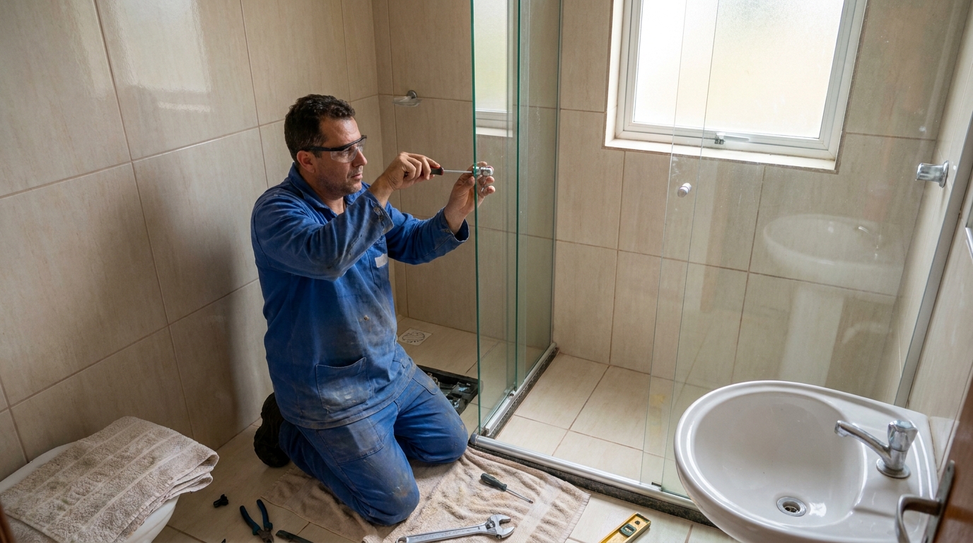Técnico realizando manutenção de box em Mogi das Cruzes‑SP